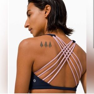 Free to be wild navy & lilac sports bra lululemon